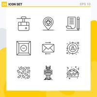 Set of 9 Vector Outlines on Grid for share product jotter delete scratch pad Editable Vector Design Elements