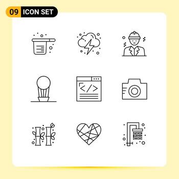 9 esquemas universales establecidos para aplicaciones web y móviles que codifican la construcción de globos de nubes calientes elementos de diseño vectorial editables vector