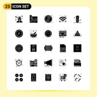 Universal Icon Symbols Group of 25 Modern Solid Glyphs of chemical reaction wireless graph wifi yin Editable Vector Design Elements