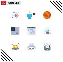 Flat Color Pack of 9 Universal Symbols of design view ball layout basket ball Editable Vector Design Elements