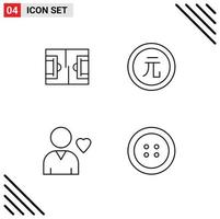 Editable Vector Line Pack of 4 Simple Filledline Flat Colors of football favorite soccer currency heart Editable Vector Design Elements