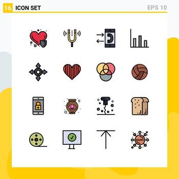 User Interface Pack of 16 Basic Flat Color Filled Lines of directions graphic reference finance conversation Editable Creative Vector Design Elements