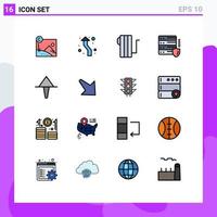 16 concepto de línea rellena de color plano para sitios web móviles y aplicaciones protección de flecha calentador de red redondo elementos de diseño de vectores creativos editables