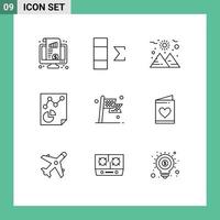 Set of 9 Modern UI Icons Symbols Signs for destination check planet report page Editable Vector Design Elements