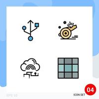 4 Creative Icons Modern Signs and Symbols of connection link coach game data Editable Vector Design Elements