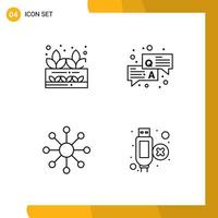 Pack of 4 Modern Filledline Flat Colors Signs and Symbols for Web Print Media such as agriculture neuron plant question cable Editable Vector Design Elements