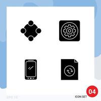 4 Universal Solid Glyph Signs Symbols of baby rattle tool rattle mechanic smart phone Editable Vector Design Elements