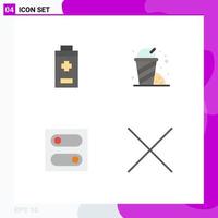 Pack of 4 Modern Flat Icons Signs and Symbols for Web Print Media such as battery close fast food control 5 Editable Vector Design Elements