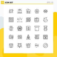 25 Thematic Vector Lines and Editable Symbols of ceo team crops setting earth Editable Vector Design Elements