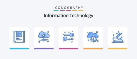 Information Technology Blue 5 Icon Pack Including . transmitter. keys. telecommunication. management. Creative Icons Design vector