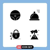 Mobile Interface Solid Glyph Set of 4 Pictograms of car energy food digital pollution Editable Vector Design Elements