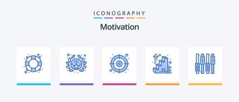 paquete de iconos de motivación azul 5 que incluye . igualada. objetivo. edición. hasta. diseño de iconos creativos vector