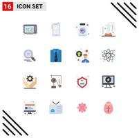 Modern Set of 16 Flat Colors and symbols such as science of matter chemistry huawei chemical science heart Editable Pack of Creative Vector Design Elements