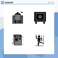 User Interface Pack of 4 Basic Solid Glyphs of apartment paper locker logistic command Editable Vector Design Elements