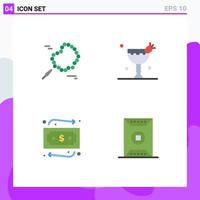 User Interface Pack of 4 Basic Flat Icons of bead travelling cocktail eat football Editable Vector Design Elements