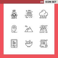 Pictogram Set of 9 Simple Outlines of man human monday weather moon Editable Vector Design Elements