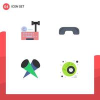 Modern Set of 4 Flat Icons and symbols such as copyright up law hang lights Editable Vector Design Elements