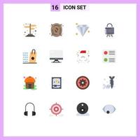 Universal Icon Symbols Group of 16 Modern Flat Colors of buy secure diamond protection cyber Editable Pack of Creative Vector Design Elements