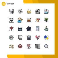 25 User Interface Filled line Flat Color Pack of modern Signs and Symbols of monitor workplace coins interior income Editable Vector Design Elements