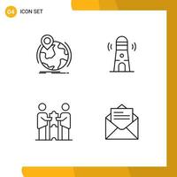 Pictogram Set of 4 Simple Filledline Flat Colors of location partners collaboration pin building cooperation Editable Vector Design Elements