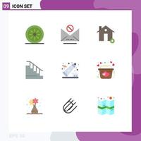 Set of 9 Modern UI Icons Symbols Signs for toothbrush stair buildings home construction Editable Vector Design Elements