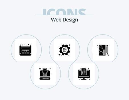 diseño web glifo icono paquete 5 diseño de iconos. gráfico. programación. diseño. engranaje. codificación vector