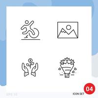 Mobile Interface Line Set of 4 Pictograms of business growth escape photo grow Editable Vector Design Elements