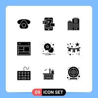 Universal Icon Symbols Group of 9 Modern Solid Glyphs of notification web hospital site design Editable Vector Design Elements