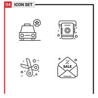 4 Creative Icons Modern Signs and Symbols of car cut vehicles contact scissor Editable Vector Design Elements