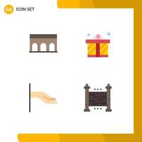 conjunto de 4 paquetes de iconos planos comerciales para limosnas de arco caja de regalo histórica compartir elementos de diseño vectorial editables vector