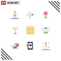 Universal Icon Symbols Group of 9 Modern Flat Colors of target success cocktail view wireframe Editable Vector Design Elements