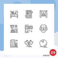 9 Outline concept for Websites Mobile and Apps video camera camera ecommerce camcorder living Editable Vector Design Elements