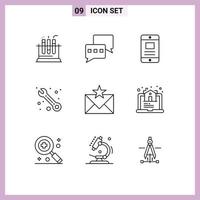 9 Creative Icons Modern Signs and Symbols of favorites email text communication service Editable Vector Design Elements