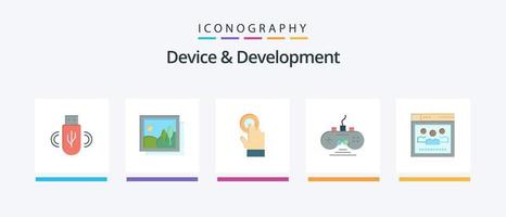 Device And Development Flat 5 Icon Pack Including network . game pad. toch. game controller. controller. Creative Icons Design vector