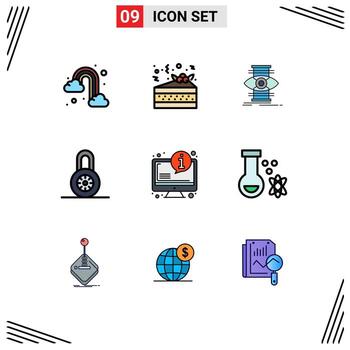 Stock Vector Icon Pack of 9 Line Signs and Symbols for information faq success system padlock Editable Vector Design Elements