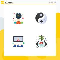 Editable Vector Line Pack of 4 Simple Flat Icons of businessman call time unity meeting Editable Vector Design Elements