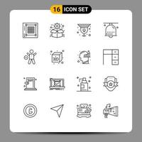 User Interface Pack of 16 Basic Outlines of notification bell package alarm closed Editable Vector Design Elements