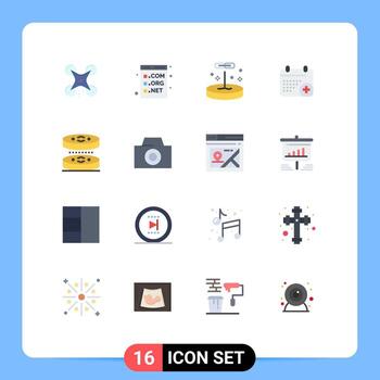Modern Set of 16 Flat Colors and symbols such as bacteria date programming calender science Editable Pack of Creative Vector Design Elements