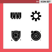 Pictogram Set of 4 Simple Solid Glyphs of railroad tooth setting insurance chemistry Editable Vector Design Elements