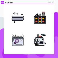 Pictogram Set of 4 Simple Filledline Flat Colors of clean women construction calendar camp Editable Vector Design Elements