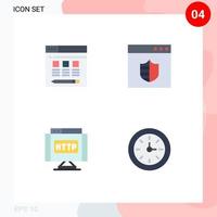 4 Creative Icons Modern Signs and Symbols of web internet browser webpage alarm Editable Vector Design Elements