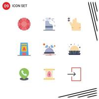 9 Flat Color concept for Websites Mobile and Apps notification bell hand wet signaling Editable Vector Design Elements