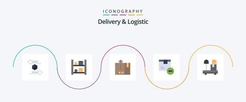 paquete de iconos de 5 planos de entrega y logística que incluye la entrega. caja. depósito. logístico. entrega vector