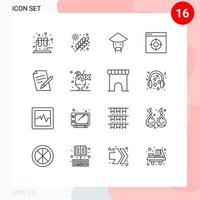 16 Universal Outline Signs Symbols of pen file china target medical Editable Vector Design Elements