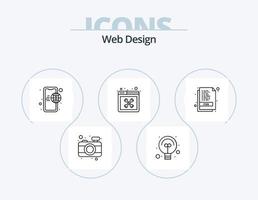 paquete de iconos de línea de diseño web 5 diseño de iconos. escanear. lupa globo. web. diseño vector