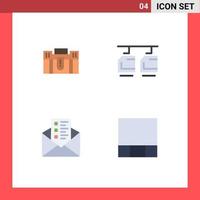 Set of 4 Vector Flat Icons on Grid for briefcase transportation holding travel business Editable Vector Design Elements