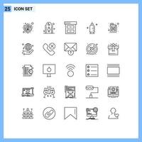 conjunto de 25 iconos modernos de la interfaz de usuario signos de símbolos para el archivo del recipiente de aceite jeringa medicina elementos de diseño vectorial editables vector