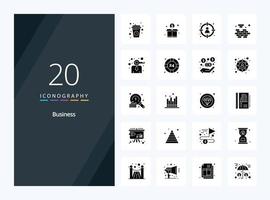 20 Business Solid Glyph icon for presentation vector