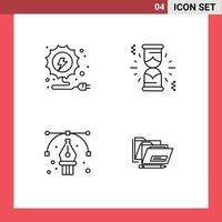 4 Line concept for Websites Mobile and Apps electricity path hourglass anchor folder Editable Vector Design Elements