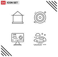 Set of 4 Commercial Filledline Flat Colors pack for building football hut disk soccer Editable Vector Design Elements